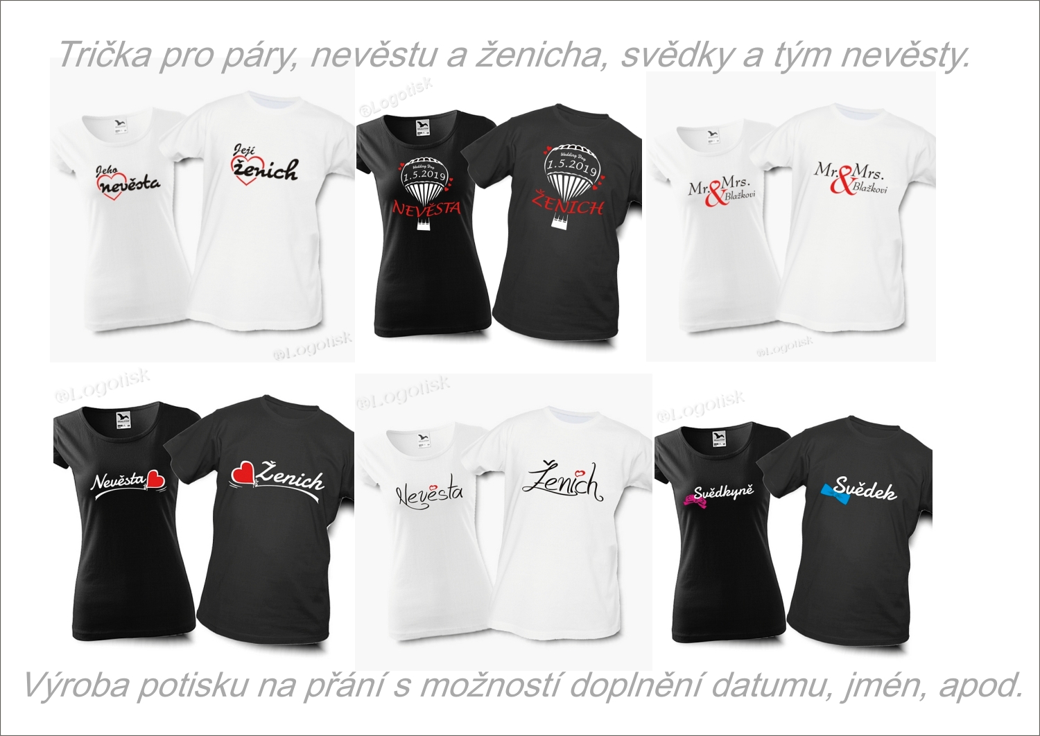 logotisk - potisk s motivy pro nevěsty a ženichy